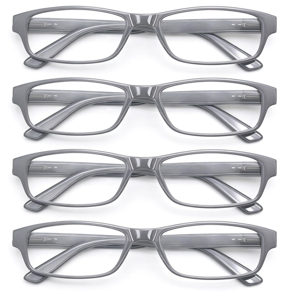 HEEYYOK 4.0 Reading Glasses Men Large Readers For Men Wide Gray XXL Reader Oversized Frame Cheaters Reading Glasses For Mens Comfort Spring Hinge 4Pack