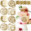 10 Pcs Happy Mother's Day Cake Topper Gold Acrylic Mirror Cupcake Toppers Flower Cake Side Decoration for Mother's Day Mom Birthday Party Decor view 1