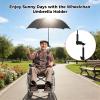 Incycall Wheelchair Umbrella Mount Holder, Umbrella Clamp for Wheelchairs, Adjustable Height & Angle, Easy Tool-Free Installation, Outdoor Sun & Rain Protection for Wheelchairs, StrollersOnly Mount view 2