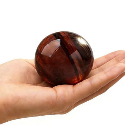 AierCrystal 1.97-2.36in Red Tiger's Eye Sphere with Stand, Natural Stone Crystal Ball, Feng Shui Home Decoration Positive Energy Scrying Orb Meditation Tool for Spiritual Space Purification