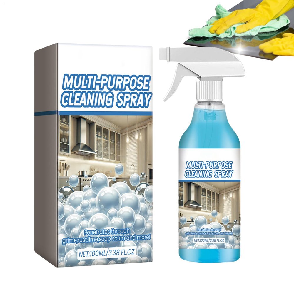 Multi-Purpose Degreaser, Heavy Duty Grease Remover for Kitchen with 100ml Spray, Household Grease Cleaner Solution for Appliance Countertop Furniture Bathroom Office Toilet Effective Oil Dirt Removal