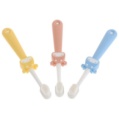 IWOWHERO 3pcs Soft Bristle Toothbrush Set with Extra Fine Bristles, Non-Slip Handle, Cartoon Deer Design, Suitable for Home Travel School Oral Care