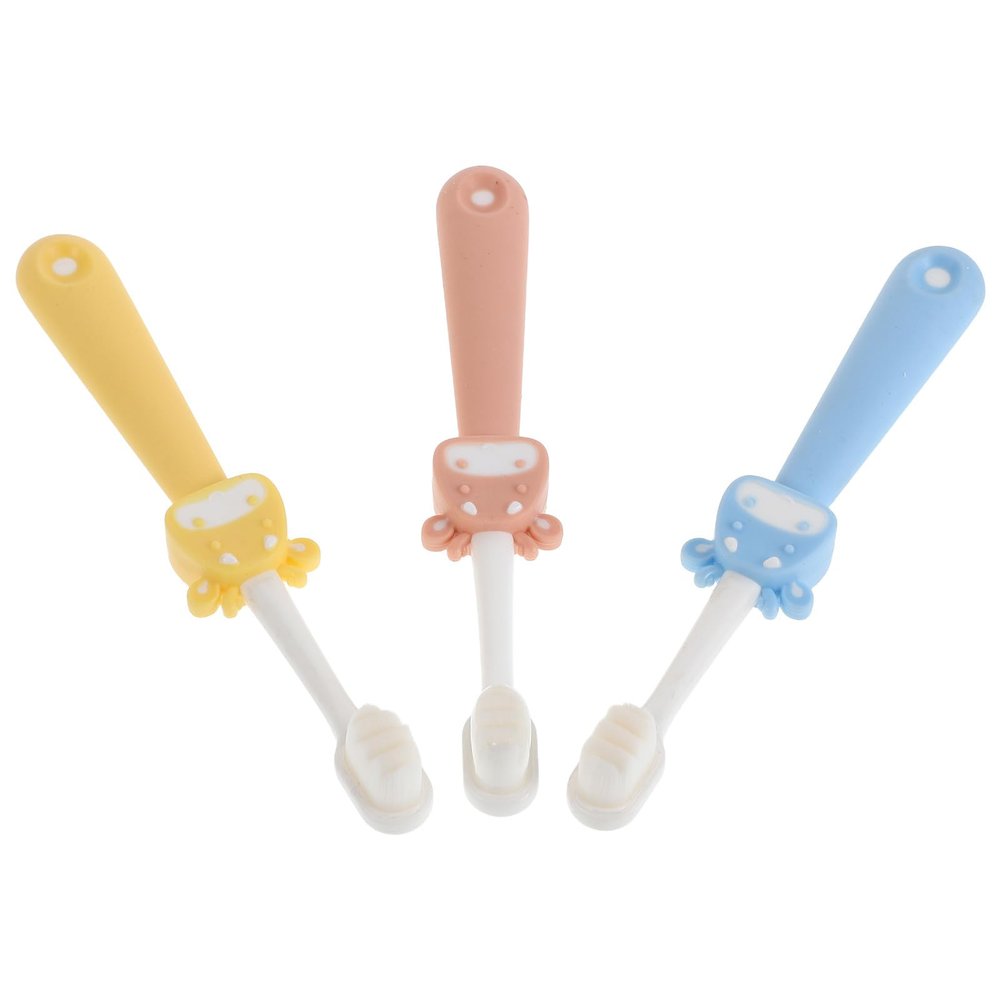 IWOWHERO 3pcs Soft Bristle Toothbrush Set with Extra Fine Bristles, Non-Slip Handle, Cartoon Deer Design, Suitable for Home Travel School Oral Care