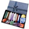 7 Chakra Crystal Healing Box Set Natural Gemstone Wands & Tumbled Stones with Tigers Eye, Green Aventurine, Rose Quartz, Amethyst, Clear Quartz, Red Jasper & Lapis Lazuli view 1