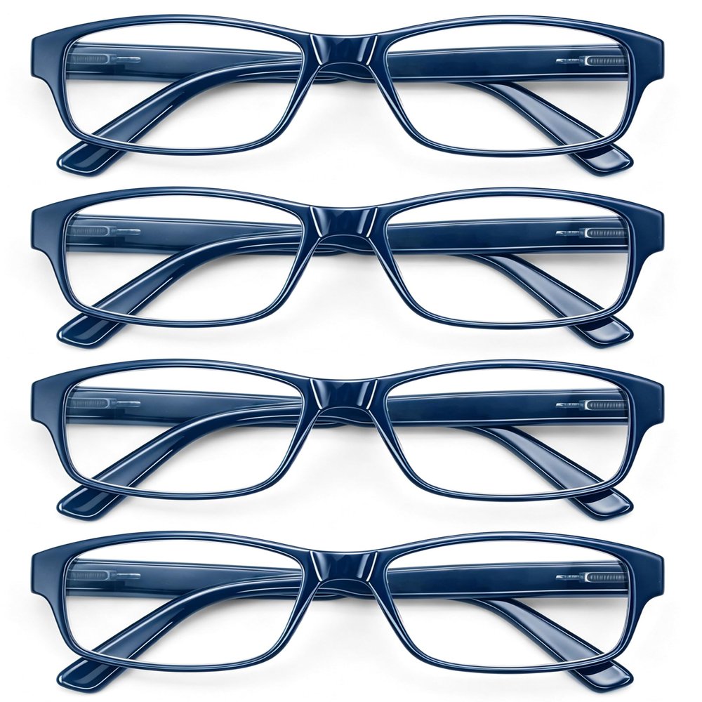 HEEYYOK 1.25 Reading Glasses Men Large Readers For Men Wide Navy Blue XXL Reader Oversized Frame Cheaters Reading Glasses For Mens Comfort Spring Hinge 4Pack