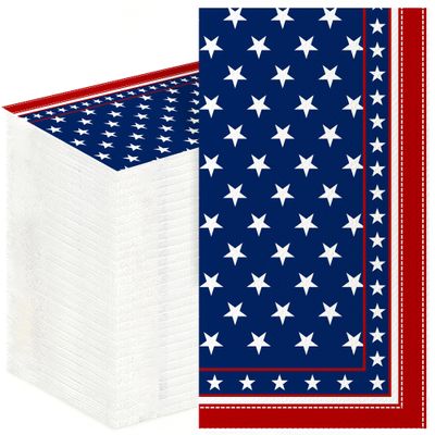 250th Anniversary 4th of July Disposable Paper Napkins, 100 Pcs US Flag Patriotic Red White Blue 2-Ply Luncheon Napkins for America 250th Independence Day Memorial Day Patriotic Party Supplies