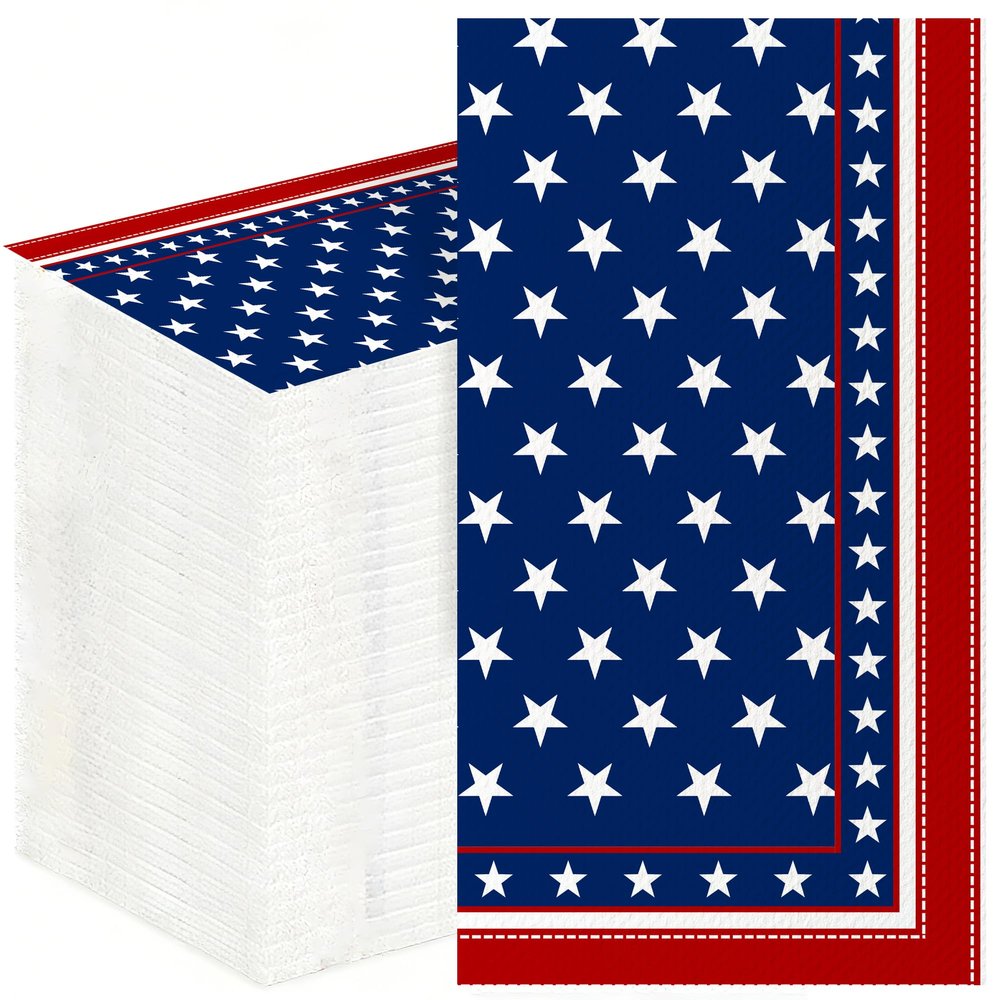 250th Anniversary 4th of July Disposable Paper Napkins, 100 Pcs US Flag Patriotic Red White Blue 2-Ply Luncheon Napkins for America 250th Independence Day Memorial Day Patriotic Party Supplies