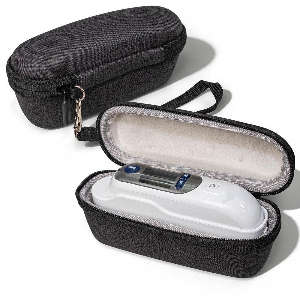 Ear Thermometer Hard Travel Case for Braun Models Such As IRT6520,6500 and 6020 Drop-Resistant Anti-Scratches Humidity-Proof Water-Resistant EVA Storage Case with Soft Shock-Absorbing Lining (Black)
