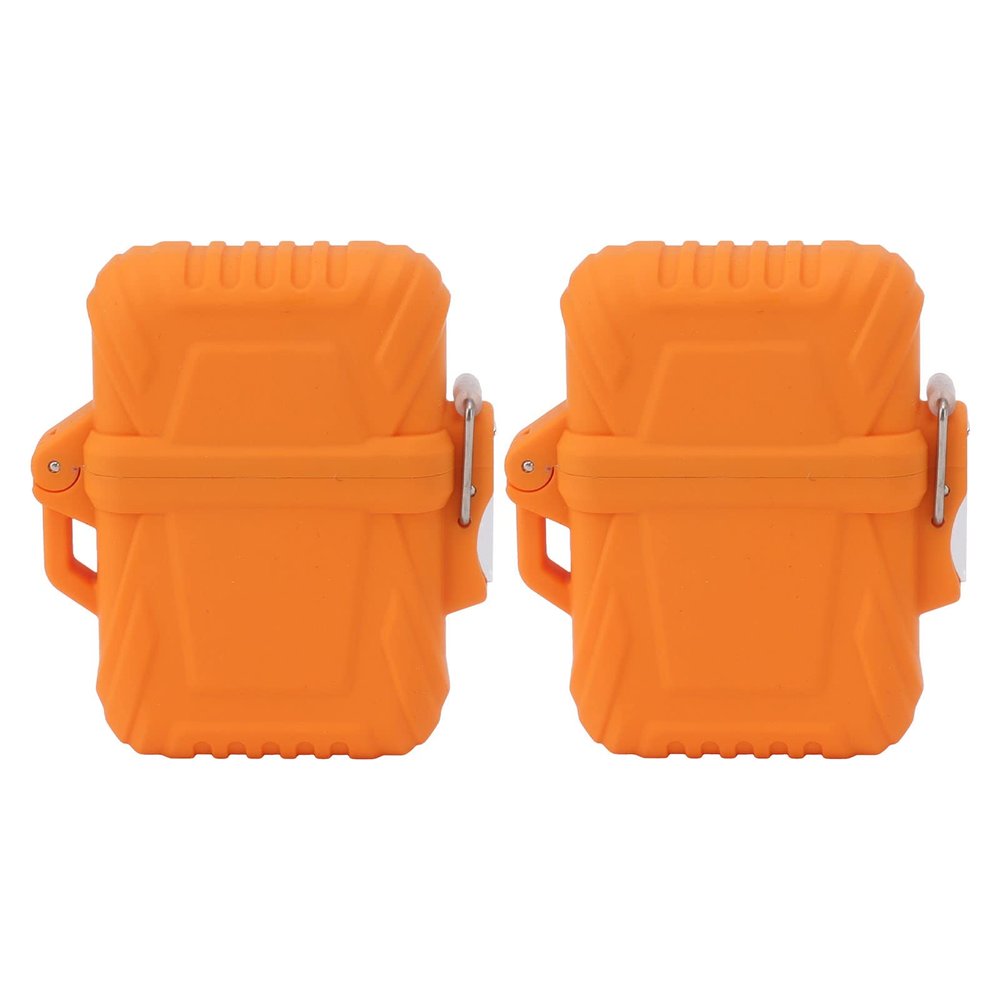 2PCS Torch Lighter Case IP56 Safe Portable Torch Lighter Cover for Outdoor Camping Travel Durable Plastic Zinc Alloy (Orange)