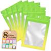 Funfery 100 Pack Mylar Resealable Bags, Clear Gradient Packing Bags for Food Storage, Small Business, Foil Pouch Smell Zipper Proof Bag for Sample Jewelry Eyelash Gloss, Green Yellow-5.9x8.6in view 1