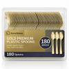180 Count Gold Plastic Spoons Heavy Duty, Disposable, BPA-Free, Solid and Durable Premium Plastic Silverware Disposable Spoons for Party Wedding Baby Shower view 1
