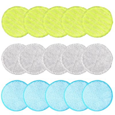 15PCS Reusable Water-Absorbent Spin Mop Pads, 5.9 & 6.3 Inch Round Microfiber Refill for Floor Cleaning