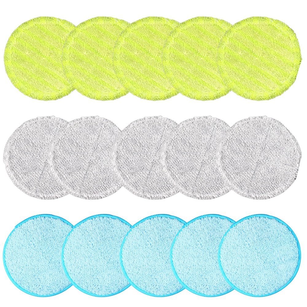 15PCS Reusable Water-Absorbent Spin Mop Pads, 5.9 & 6.3 Inch Round Microfiber Refill for Floor Cleaning