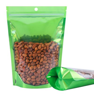 100 Pack Mylar Smell Proof Bags, Resealable Aluminum Foil Stand Up Pouches with Clear Window & Hang Hole, Reusable Zipper Lock Food Storage Heat Seal Sealable Bags for Packaging, Green 7.811.8 Inch