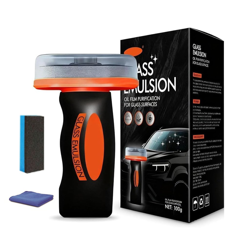 Q4 Glass Cleaner Guard, Multisurface Oil Film Cleaning Brush for Auto & Household lass Glass Cleaning Board, Gass Emulsion Cleaner, Q4 lass Guard, Oil Film Remover for Car Windshield (1pcs)