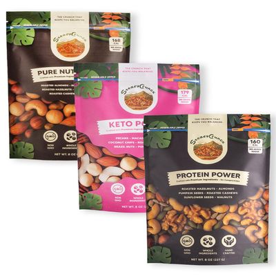 SteadyCrunch Keto Protein Nut Mix - Assorted High Protein Snacks Variety Pack for Adults - Low Carb & Sugar Free Keto Snacks - Non-GMO & Vegan Diabetic Friendly Mixed Nuts - Pack of 3 (8 oz)