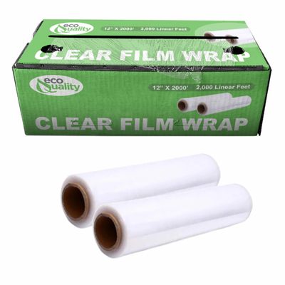 12 Inch x 2000 Feet Plastic Film Roll Clear Food Wrap Roll Commercial Plastic Wrap Film Cutter Box Food Service Packaging Wrap for Restaurants, Kitchen, Travel, Catering, Party and Events (3)
