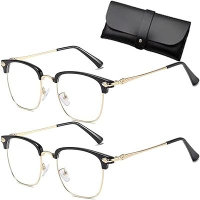 Kloiadka Auto Focus Glasses Self Adjusting, Anti Blue Light Reading for Men Women Metal Frame Adjusting (2pcs Gold,3)