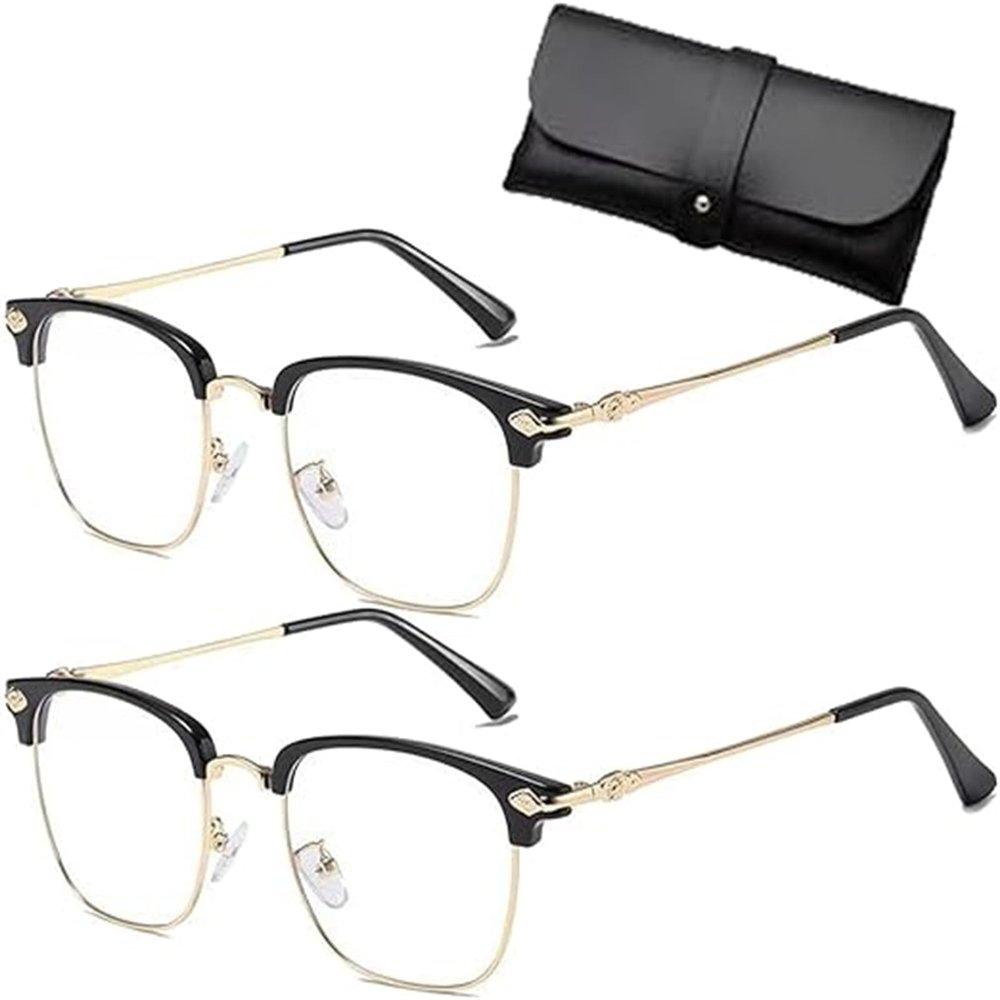 Kloiadka Auto Focus Glasses Self Adjusting, Anti Blue Light Reading for Men Women Metal Frame Adjusting (2pcs Gold,3)