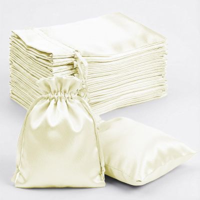 Efavormart 60 Pack Yellow Satin Drawstring Wedding Party Favor Gift Bags 5"x7"