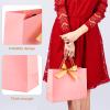 TOBBOMEY 10pcs Paper Bags with Ribbon Bows 5 White with Silver Bows 5 Pink 32x25x11cm Handheld Wrapping Bags for Party Celebrations and Presents view 4