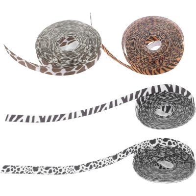 TIDTALEO 4 Rolls Animal Print Ribbon 1cm Wide, Tiger Giraffe Zebra Cow Patterns, 4.5 Yards Each, Rustic Craft and Wrapping Ribbon for Birthday, Christmas, and DIY Decoration