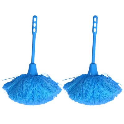 Abaodam 2pcs Blue Electrostatic Duster with Handle for Household and Car Dust Removal, Non-extendable Reusable Cleaning Brush Tool for Home Ceiling Fans and Furniture