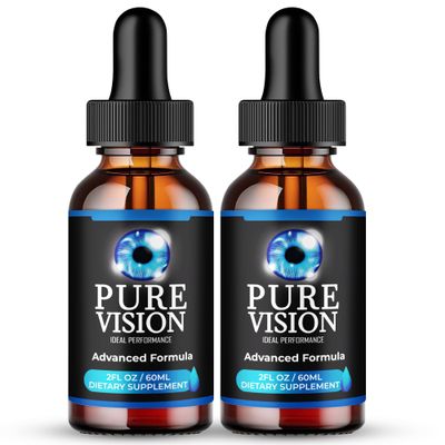 Pure Vision Drops, Official Pure Vision Eye Health Supplement Droppers - Maximum Strength, All Natural Visual Wellness & Crystal Clear View, Premium PureVision Drops Advanced Formula Reviews (2 Pack)