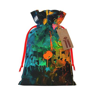 YYEPJKHMA Drawstring Pouch Colorful Music Notes Print Gift Bags For Xmas Holiday Birthday Wedding Gift Wrapping Medium