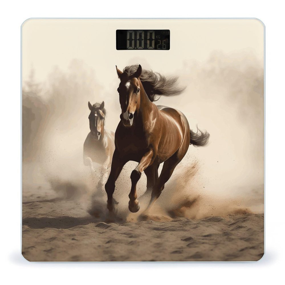 Animals Horse Running Bathroom Scale for Body Weight Bathroom Weighing Scale with Backlit LCD Display Highly Accurate Measures Weight Up to 180kg