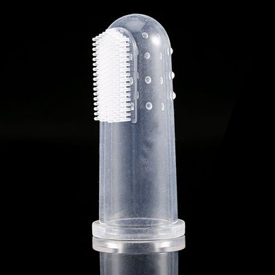 plplaaoo Silicone Finger Toothbrush Soft Rubber Baby Teeth Cleaner Massage Brush for Infant Oral Food Grade Safe 55MM Length Clear Color 1 Pack