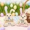 2 Pcs Easter Money Holder Gift Card Holder, Easter Basket Stuffers Decortions Pink and Blue Wooden Bunny Baskets Stuffers Card Cash Holder Gifts for Teens Girls Boys view 3