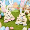 2 Pcs Easter Money Holder Gift Card Holder, Easter Basket Stuffers Decortions Pink and Blue Wooden Bunny Baskets Stuffers Card Cash Holder Gifts for Teens Girls Boys view 4