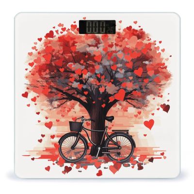 Heart Tree Bicycle Bathroom Scale for Body Weight Bathroom Weighing Scale with Backlit LCD Display Highly Accurate Measures Weight Up to 180kg