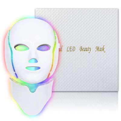 EVFOFO Red Light Therapy Mask for Face, 7 Custom Modes with 850nm NIR & 630nm Red Light, Portable LED Face Mask Light Therapy with Timer for Home Use, White