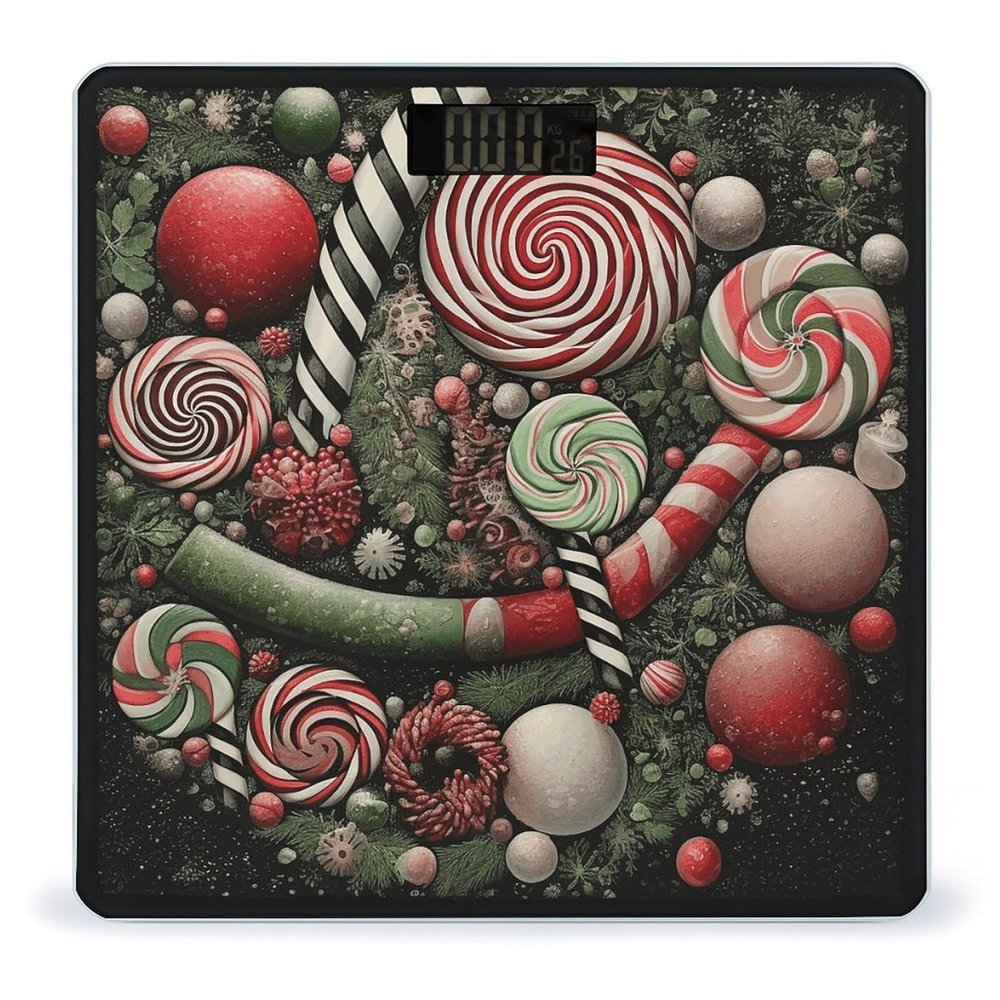 Digital Bathroom Scale for Body Weight Scale with Bright LCD Display, High Accuracy, Step-On Technology, Auto On/Off, Snow Candies and Baubles Digital Scales, 400 Lbs /180kg