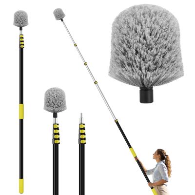 26FT High Reach Cobweb Duster with Extension Pole, Spider Web Brush for Cleaning with 5-20FT Telescopic Pole, 8" Larger Extendable Duster for High Indoor & Outdoor Webs
