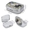 Black and White Horses Running Pill Case Travel Portable Pocket Pill Box 2 Compartment Medicine Case Large Capacity Daily Pill Cases Vitamin Organizer Medicine Organizer Small Pill Box view 2