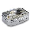 Black and White Horses Running Pill Case Travel Portable Pocket Pill Box 2 Compartment Medicine Case Large Capacity Daily Pill Cases Vitamin Organizer Medicine Organizer Small Pill Box view 3