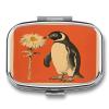A Flower and Penguin Pill Case 2 Compartment Medicine Case Portable Pill Container Medicine Travel Pill Organizer Small Pill Box for Pocket Vitamin Organizer Daily Pill Cases view 1