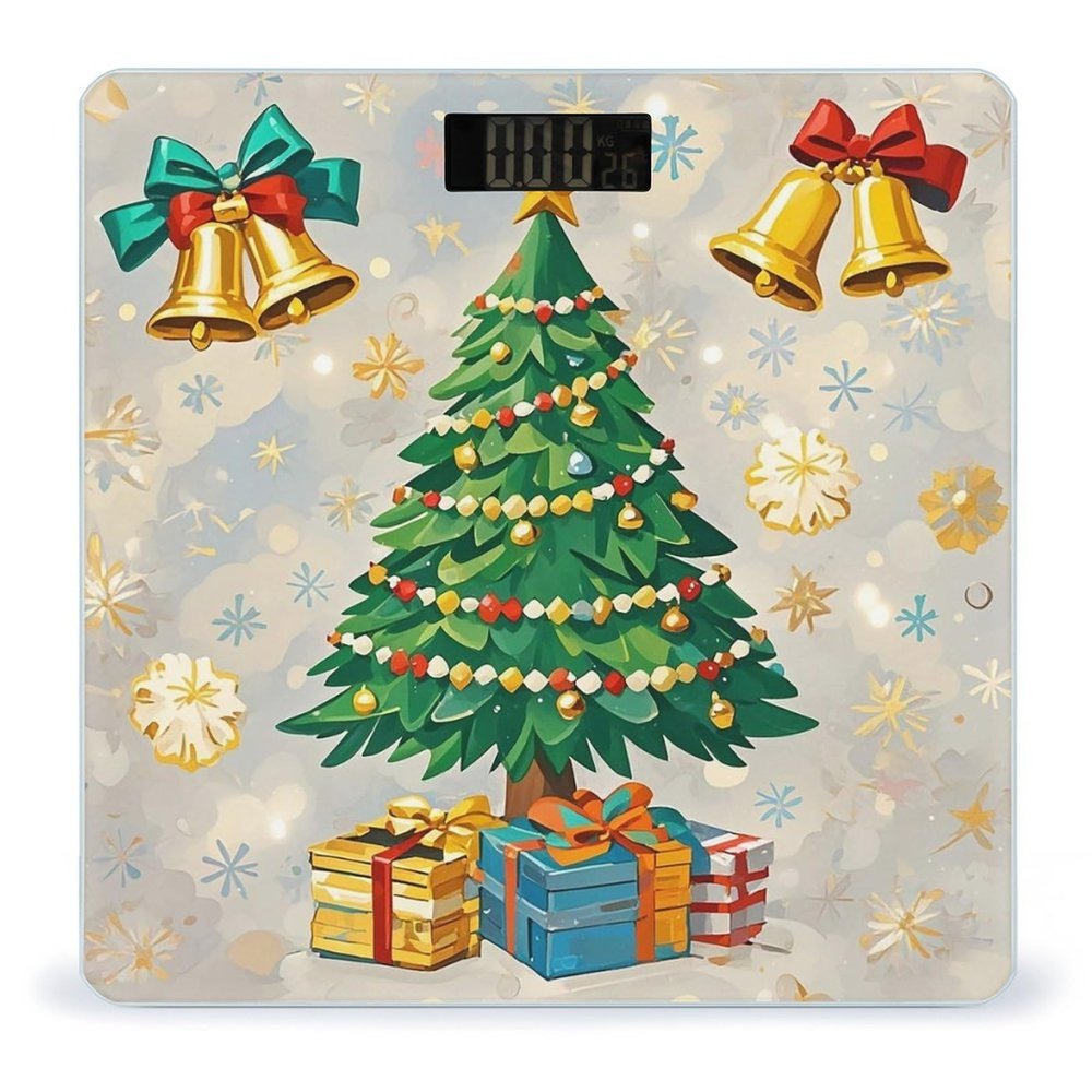 Christmas Tree and Bells Smart Scale for Body Weight Accurate Bathroom Scale with LED Display Digital Weight Scales Weighing Machine High Precision Scales for Bath Home