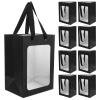 Cabilock 12pcs Black Window Bags with Handles, Large Paper Present Bags for Party Favors, Wedding, and Dessert Wrapping, Handheld Pouch for Giving view 1