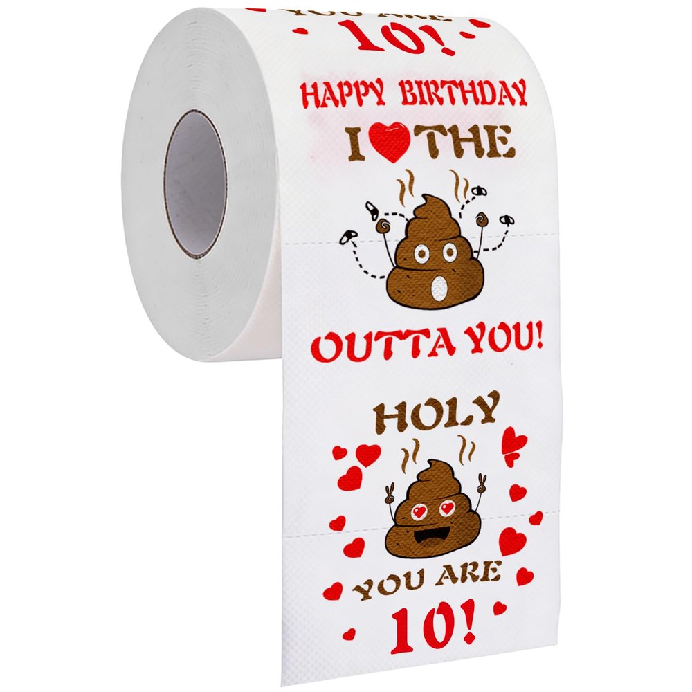 10th Birthday Gifts, Happy Prank Toilet Paper for Boy or Girl, 10th Birthday Decorations for Daughter Son, 10 Year Old Birthday Novelty Gift, Funny Gag Bday Present for Him, Her