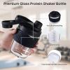 12oz Glass Shaker Bottle for Protein, Small Borosilicate Glass Protein Powder Leak-Proof Shaker Cup Mixes with 304 Blending Ball(12oz,Black) view 2