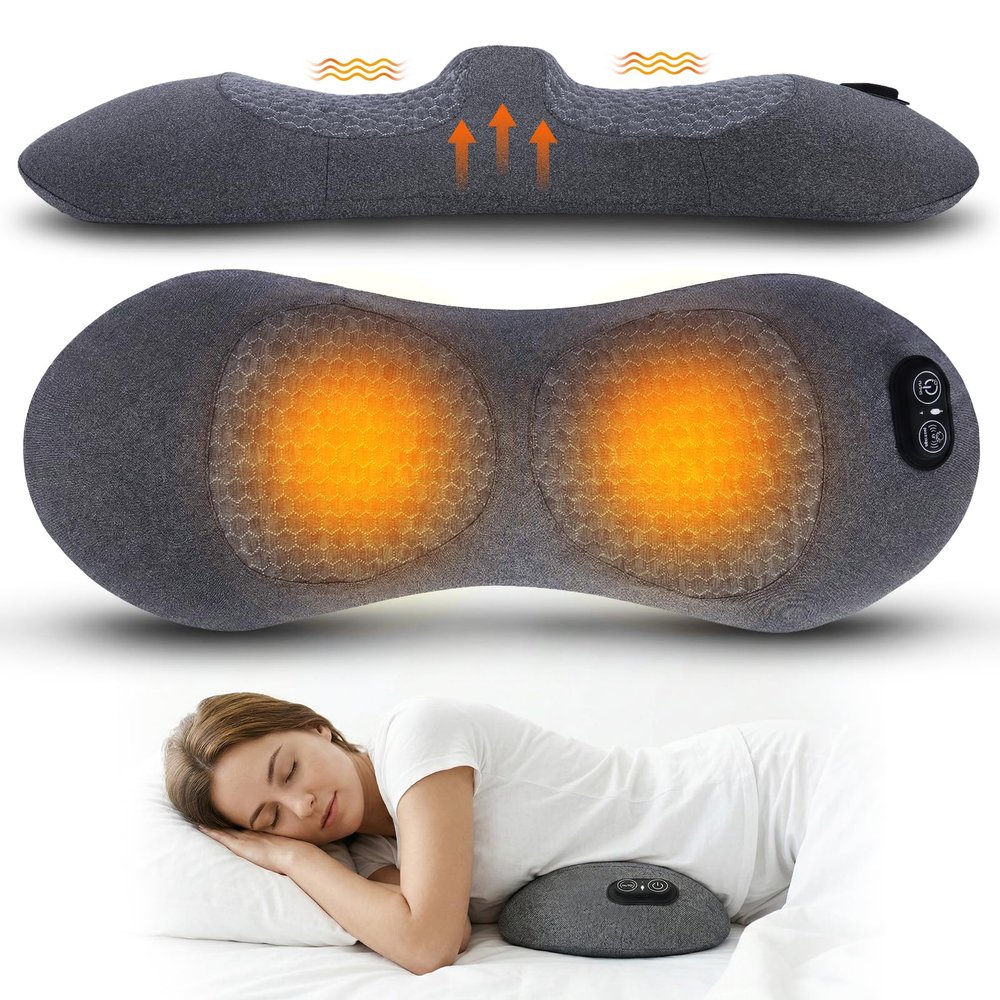 HUADUO-BEAUTY 3-in-1 Upadate Rechargeable Electric Back Massager with Heat Vibration Airbag Deep Tissue Relief for Lumbar Back Adjustable Modes Cordless Portable Design for Home/Office/Car