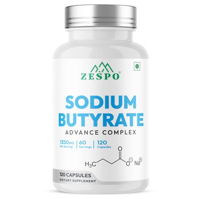 Zespo Sodium Butyrate 1000 mg (1350 mg Advanced Complex) Micro-Encapsulated Butyrate with Tributyrin, Calcium BHB & Baobab 120 Vegan Capsules (60 Servings)