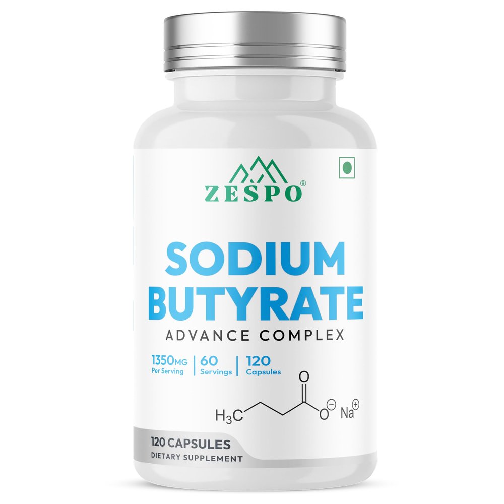Zespo Sodium Butyrate 1000 mg (1350 mg Advanced Complex) Micro-Encapsulated Butyrate with Tributyrin, Calcium BHB & Baobab 120 Vegan Capsules (60 Servings)
