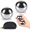 AceOrbit Baoding Balls Set of 2, Chinese Stress Relief Hand Exercise Balls with Leather Pouch, 1.89 Inch Silver Stainless Steel, Finger Exercise and Wrist Strength Training view 1