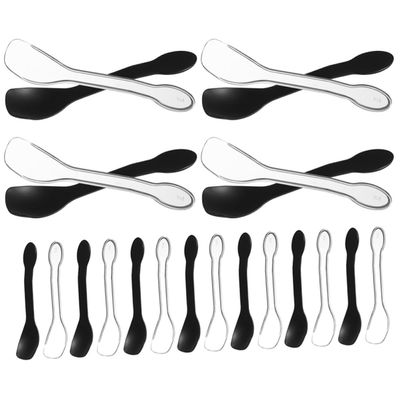 NOLITOY 200pcs Disposable Plastic Spoons Teaspoons Set, and Black Individually Wrapped, Party Dessert Cutlery for Cake, Ice Cream, and Events