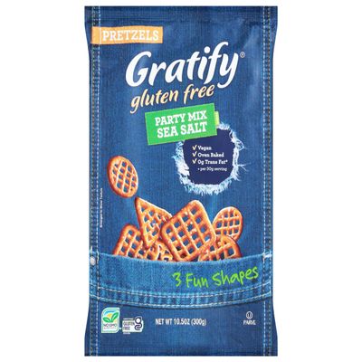 Gratify, Gluten Free Party Mix Sea Salt Pretzels, 10.5 Ounce